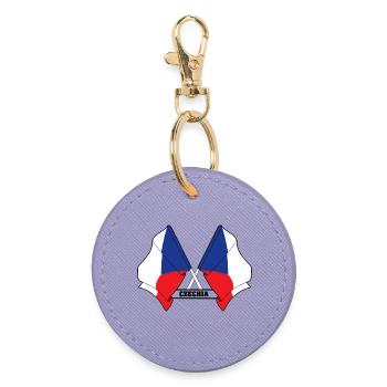 CZECH REPUBLIC – Crossed Flags - Round Keyring - lavender - Front