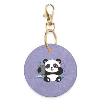 Cute Panda Takes Selfie – Funny Motif - Round Keyring - lavender - Front