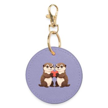 Duo de loutres avec cœur - Porte-clés rond - lavande - Devant