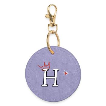 Letter h crown heart - Round Keyring - lavender - Front