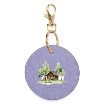 Back to Basics Cabin in Woods - Round Keyring - lavender - Front