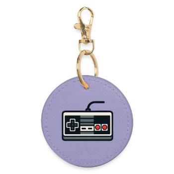 Retro-Gamepad-Umriss im NES-Stil - Runder Schlüsselanhänger - Lavendel - Vorne