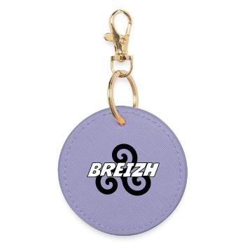 Breizh - Brittany - BZH - Round Keyring - lavender - Front