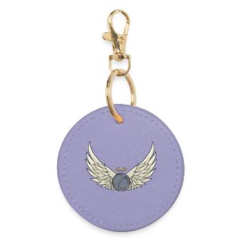 Ailes de boule bouler et joueur de pétanque - Porte-clés rond - lavande - Devant