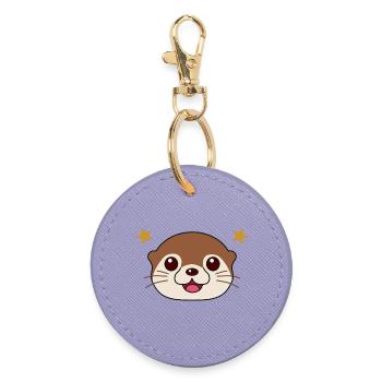 Loutre Mignonne Souriante - Porte-clés rond - lavande - Devant