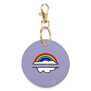 Rainbow cloud name banner - Round Keyring - lavender - Front
