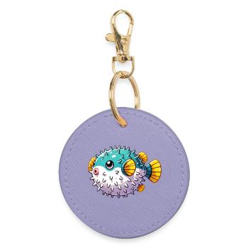 Kugelfisch - Runder Schlüsselanhänger - Lavendel - Vorne