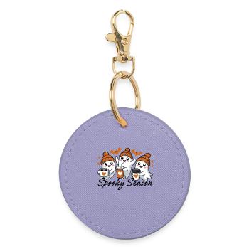 👻 Spooky Season – Sweet Ghosts with Coffee 🎃 - Round Keyring - lavender - Front