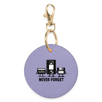 Never Forget Retro Tech - Round Keyring - lavender - Front