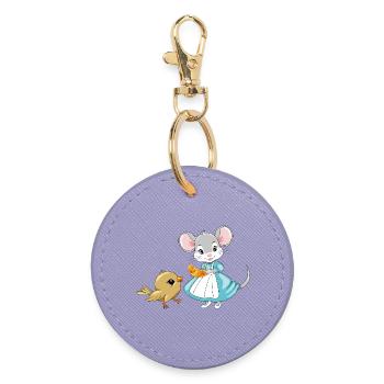 Little_mouse_is_sharing_a_croissant_with_a_bird - Runder Schlüsselanhänger - Lavendel - Vorne