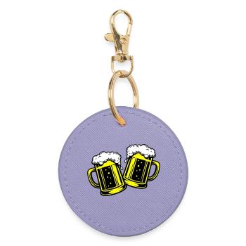 Beer Glass Beer Toast - Round Keyring - lavender - Front