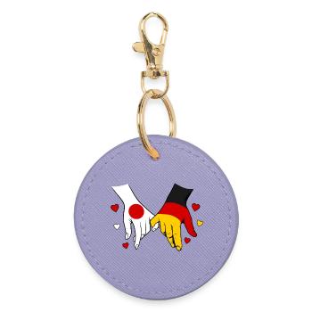 Japan_Deutschland_Flagge_Händehalten - Round Keyring - lavender - Front