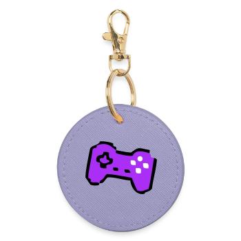  Schräger Retro Controller Gamer - Runder Schlüsselanhänger - Lavendel - Vorne