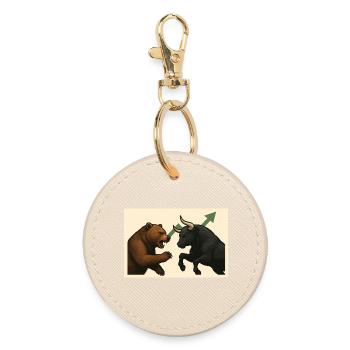 Stock market battle bears against bull - Round Keyring - oyster - Front