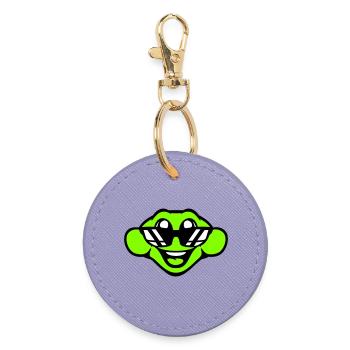 frog toad cool sunglasses laughing happy cute - Round Keyring - lavender - Front