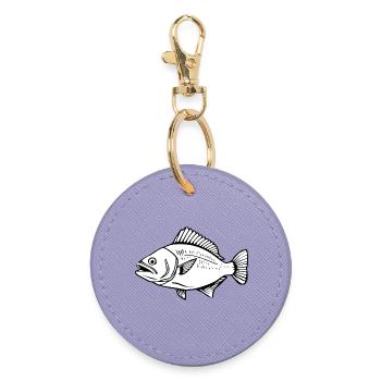 Fish Angler T-shirt Gift Angler - Round Keyring - lavender - Front
