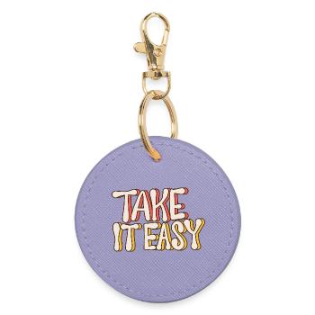 Take It Easy – Retro Vintage Quote 70s Style - Round Keyring - lavender - Front