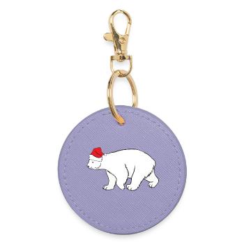 Eisbär mit roter Nikolausmütze Winter Weihnachten  - Runder Schlüsselanhänger - Lavendel - Vorne