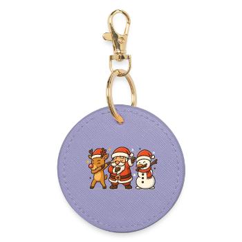 Papa Noël Renne, bonhomme de neige en train de faire du dabbing - Porte-clés rond - lavande - Devant