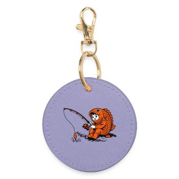 Garçon en costume de poisson pêcheant - Porte-clés rond - lavande - Devant