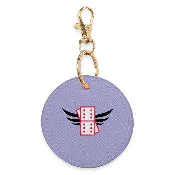 Domino / Dominoes / Game / Gamer / Puzzle - Round Keyring - lavender - Front
