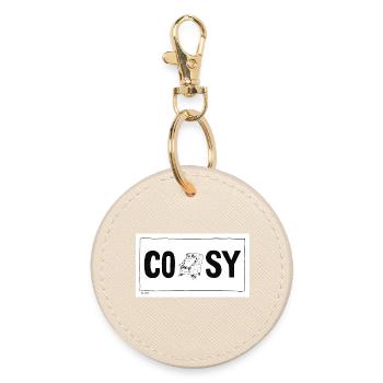 Cuddly Dog Lettering Design - Round Keyring - oyster - Front