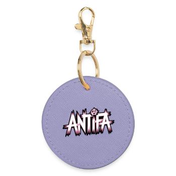 Antifa – Antifaschistisches Merch - Runder Schlüsselanhänger - Lavendel - Vorne