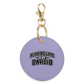 Running Late Is My Cardio Saying College - Round Keyring - lavender - Front