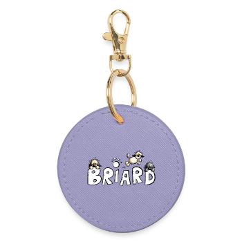 Briard Comic Font - Dog - Dogs - Round Keyring - lavender - Front
