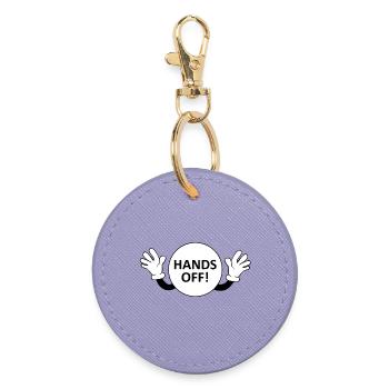 Hands Off / Don't Touch Warning - Round Keyring - lavender - Front