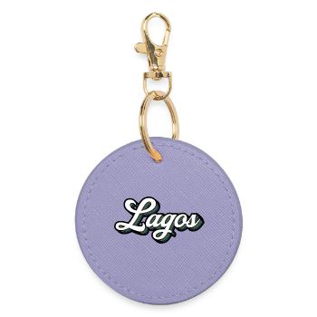 Lagos font with color stripes - Round Keyring - lavender - Front