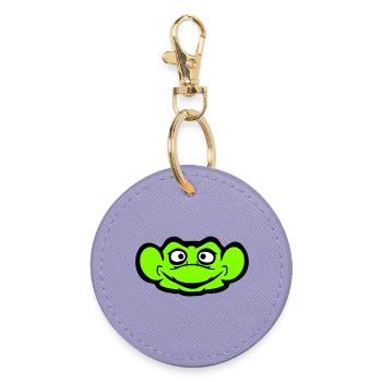Frog Toad Smiles Funny Comic Happy Cool - Round Keyring - lavender - Front