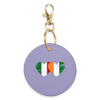 Italien Elfenbeinküste Flagge Herz used - Runder Schlüsselanhänger - Lavendel - Vorne