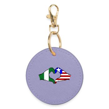Nigeria_Liberia_Flagge_Haende_Herzform - Porte-clés rond - lavande - Devant