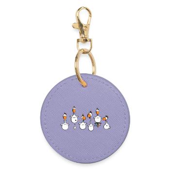 Crazy Chickens - Chicken - Hens - cock - Round Keyring - lavender - Front