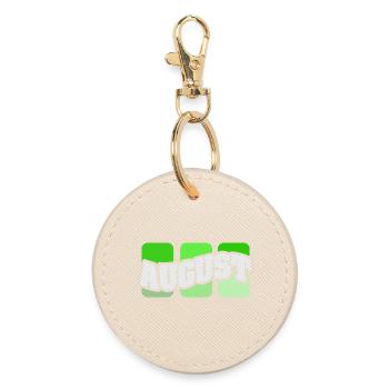 Name August - Round Keyring - oyster - Front