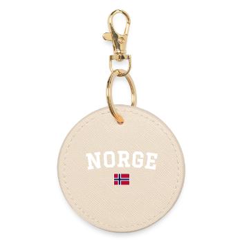 Norway Flag Design White - Round Keyring - oyster - Front