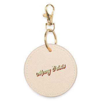 Merry Crisis Christmas Design - Round Keyring - oyster - Front