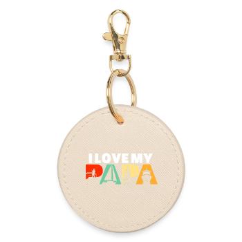 I Love My Papa Boating Fishing Sailing Retro Gift - Round Keyring - oyster - Front