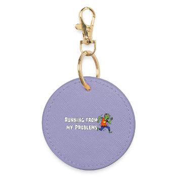 Running from my problems – Funny Zombie Saying - Round Keyring - lavender - Front