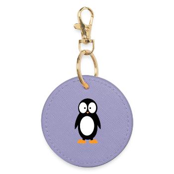 Funny Penguin with Big Eyes Minimalist - Round Keyring - lavender - Front