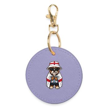 England Cartoon Hund Bulldogge Cool & Stylisch - Runder Schlüsselanhänger - Lavendel - Vorne