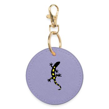 Eidechse Salamander Gecko Feuersalamander - Runder Schlüsselanhänger - Lavendel - Vorne