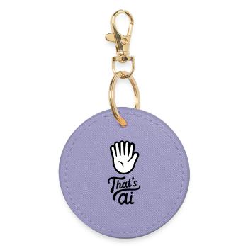 Handwritten “That’s AI” with 6 finger - Round Keyring - lavender - Front