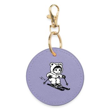 Ski Bärchen im Anime Style - Runder Schlüsselanhänger - Lavendel - Vorne