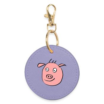 Cute pig face - Round Keyring - lavender - Front