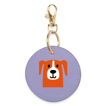 Süsser Hund - Runder Schlüsselanhänger - Lavendel - Vorne