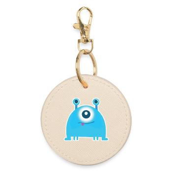 Cute One-Eyed Monster | Funny Blue Chibi Alien - Round Keyring - oyster - Front