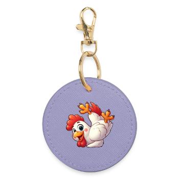 Chicken Hen Rooster Handstand Headstand Acrobatics - Round Keyring - lavender - Front