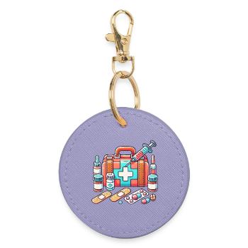 Tissu de pharmacie détaillé, symbole de sécurité - Porte-clés rond - lavande - Devant